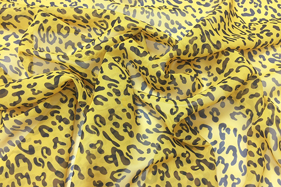 FI2231ヒョウPKジョーゼット(1.黄色)